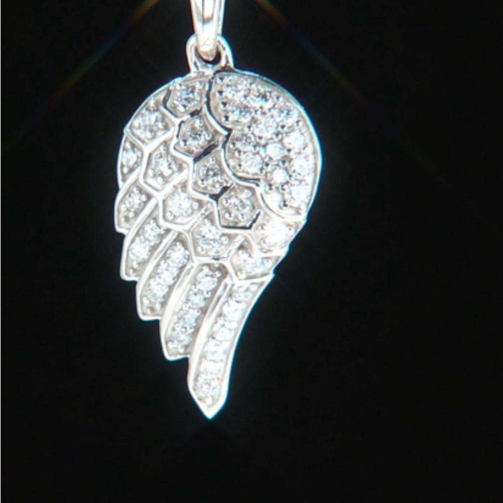 Diamond Feather Pendant .50 Carats in Sterling Silver​​​​​​